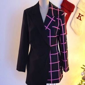 Pink & Black Asymmetrical Blazer